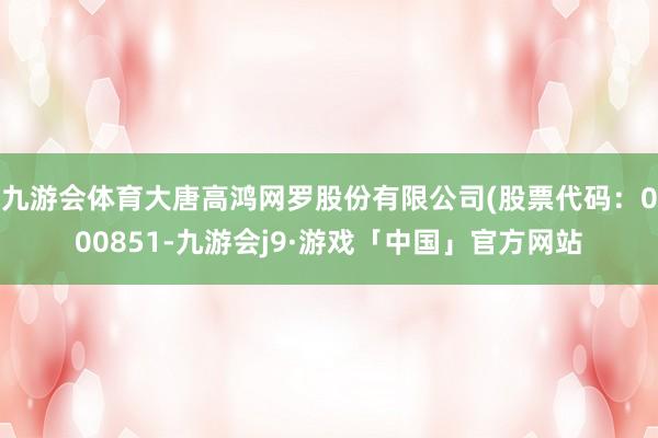 九游会体育大唐高鸿网罗股份有限公司(股票代码：000851-九游会j9·游戏「中国」官方网站