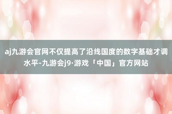 aj九游会官网不仅提高了沿线国度的数字基础才调水平-九游会j9·游戏「中国」官方网站