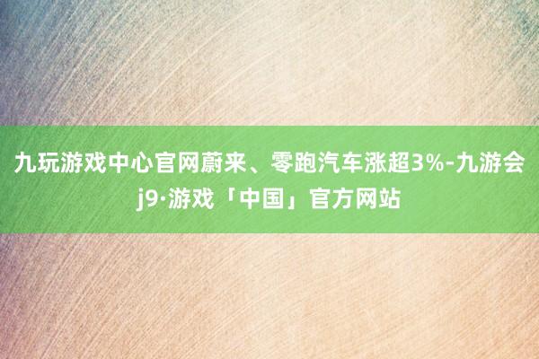 九玩游戏中心官网蔚来、零跑汽车涨超3%-九游会j9·游戏「中国」官方网站